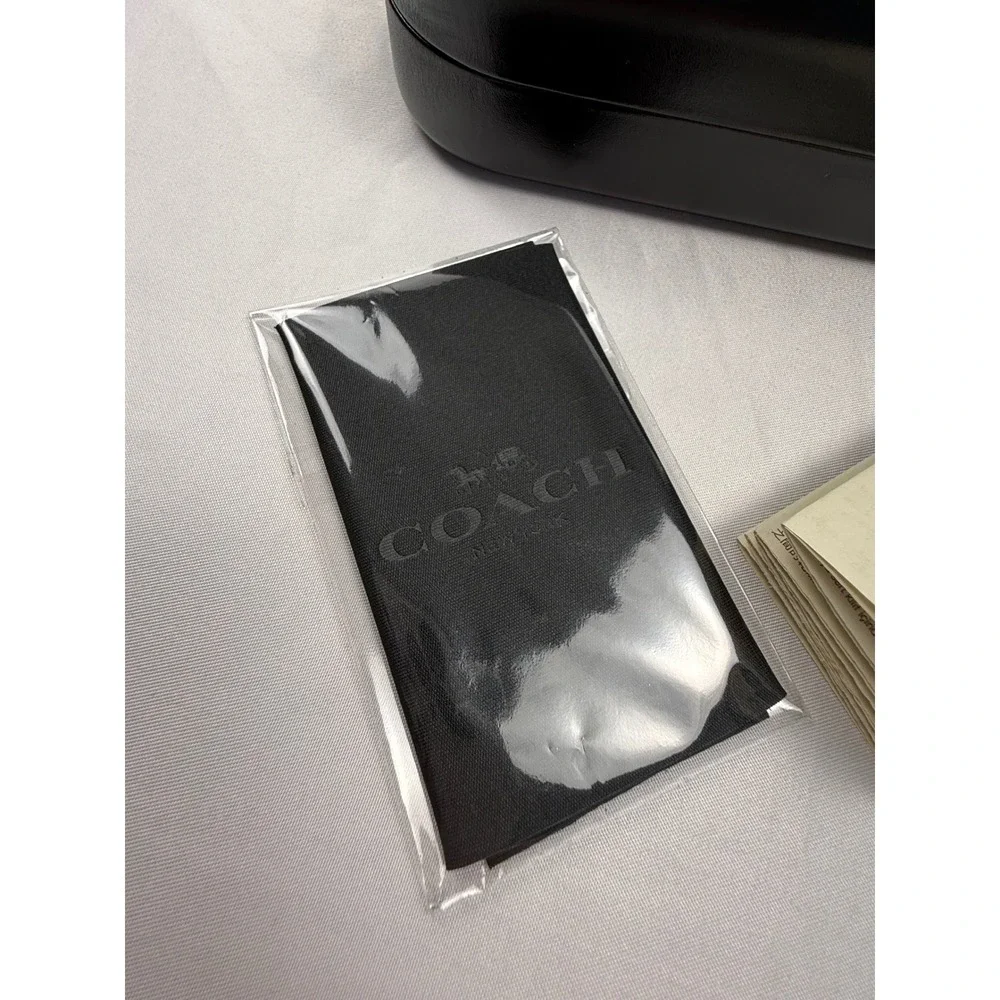 Coach Black Hard Sunglasses Case‎ with Cleaning Cloth and Care Booklet Luxottica